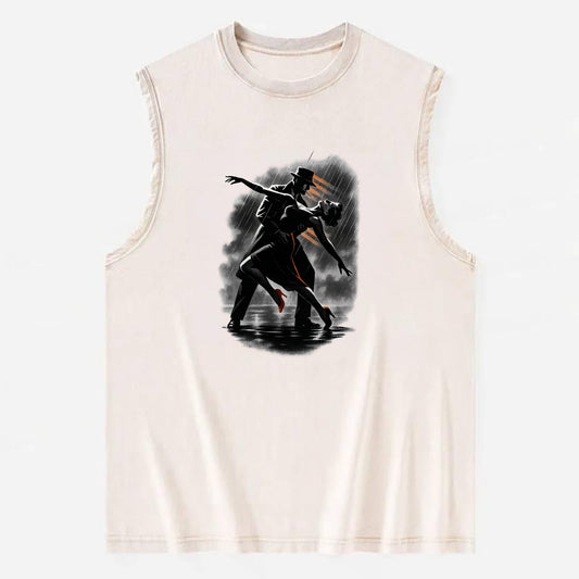 romantic dance pose with woman lifted in the air at lakeside - Vintage Washed Tank - Beige