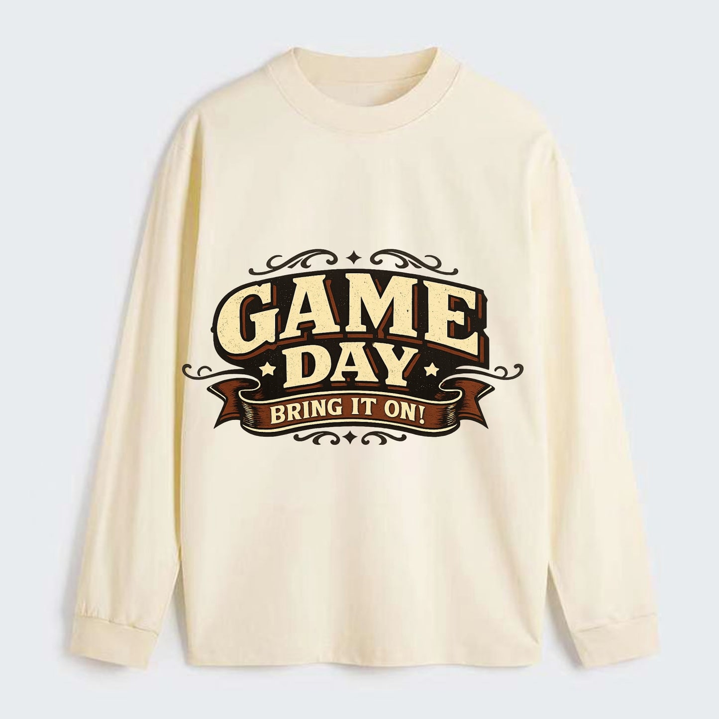 Bold typography design - "GAME DAY" - competition ready, bring it on - Classic Long Sleeve Shirt - Beige