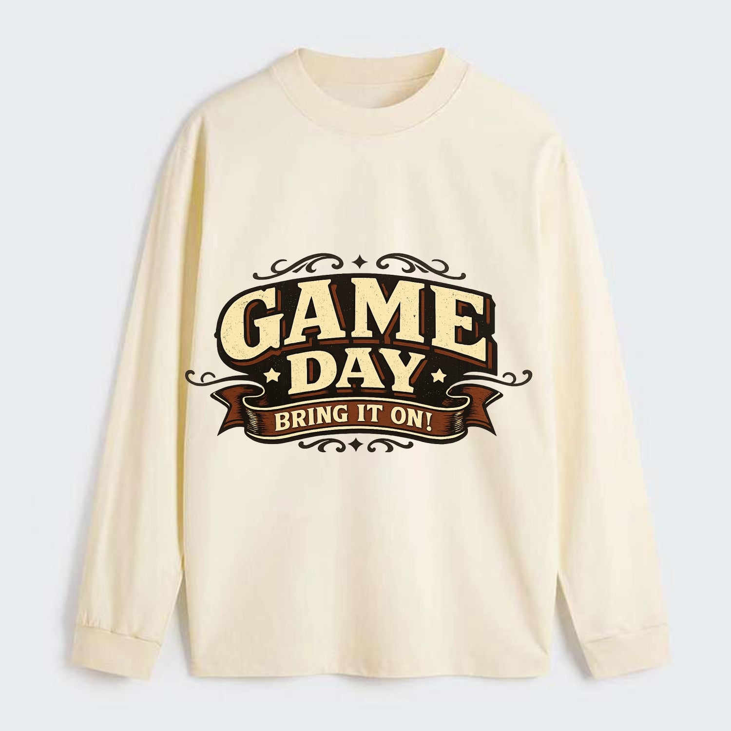 Bold typography design - "GAME DAY" - competition ready, bring it on - Classic Long Sleeve Shirt - Beige