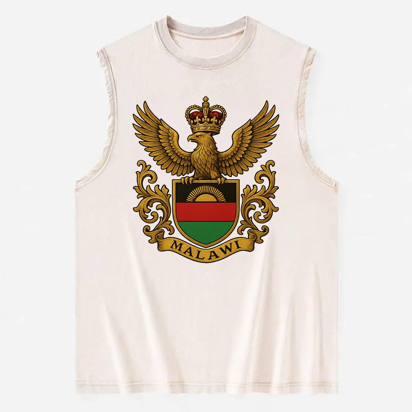 Malawi Royal Logo  - Vintage Washed Tank - Beige