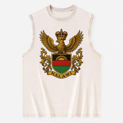 Malawi Royal Logo  - Vintage Washed Tank - Beige