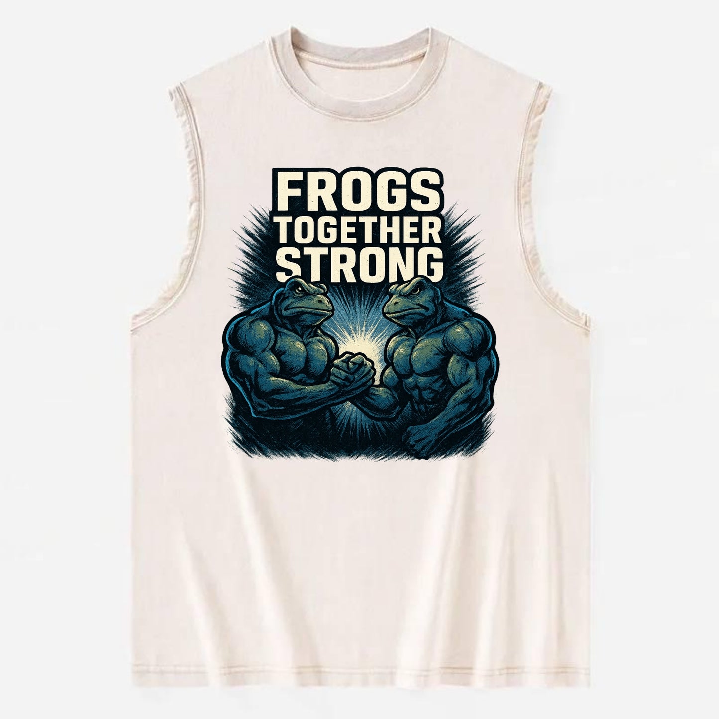 Frogs Together Strong 4 - Vintage Washed Tank - Beige