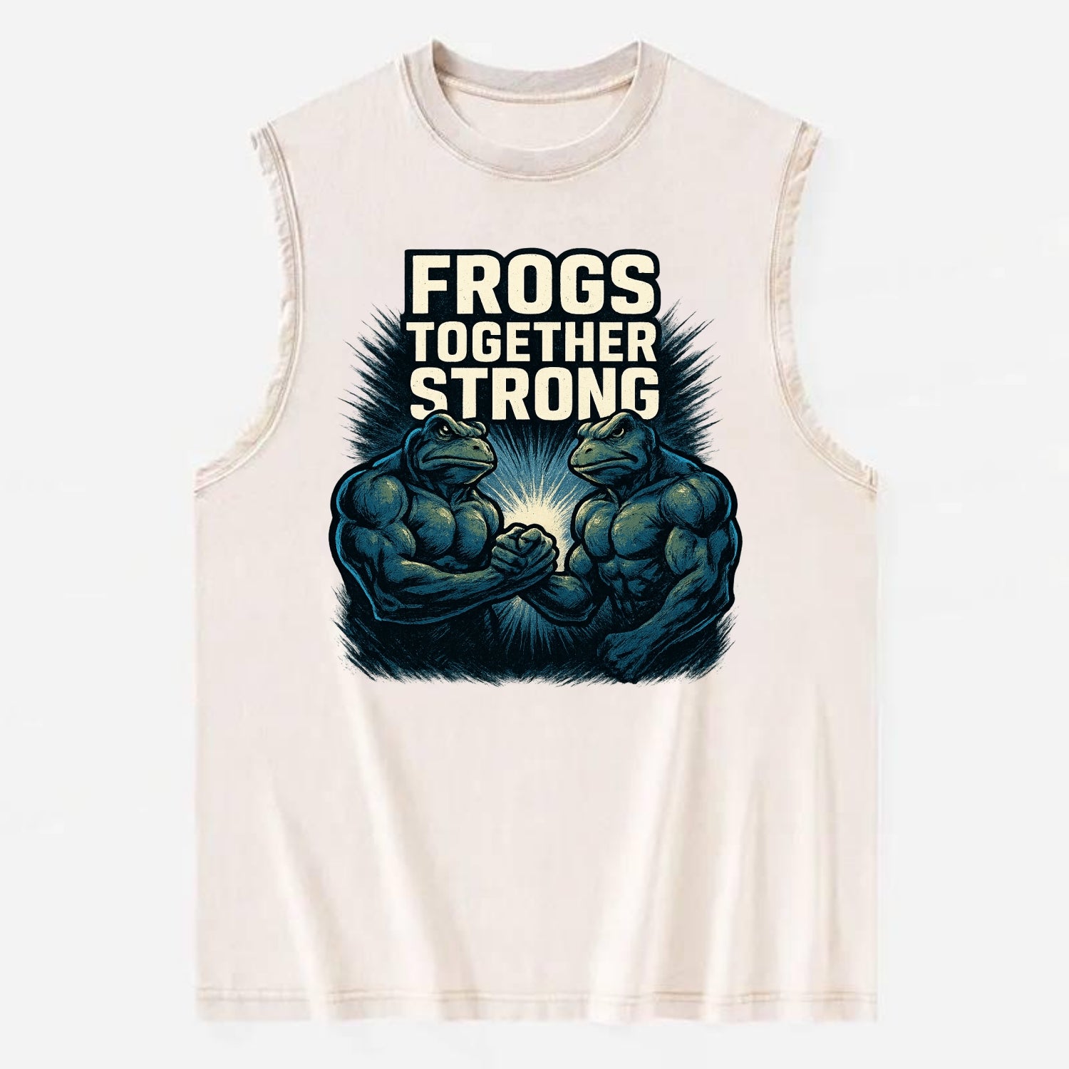 Frogs Together Strong 4 - Vintage Washed Tank - Beige