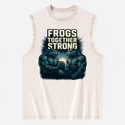 Frogs Together Strong 4 - Vintage Washed Tank - Beige