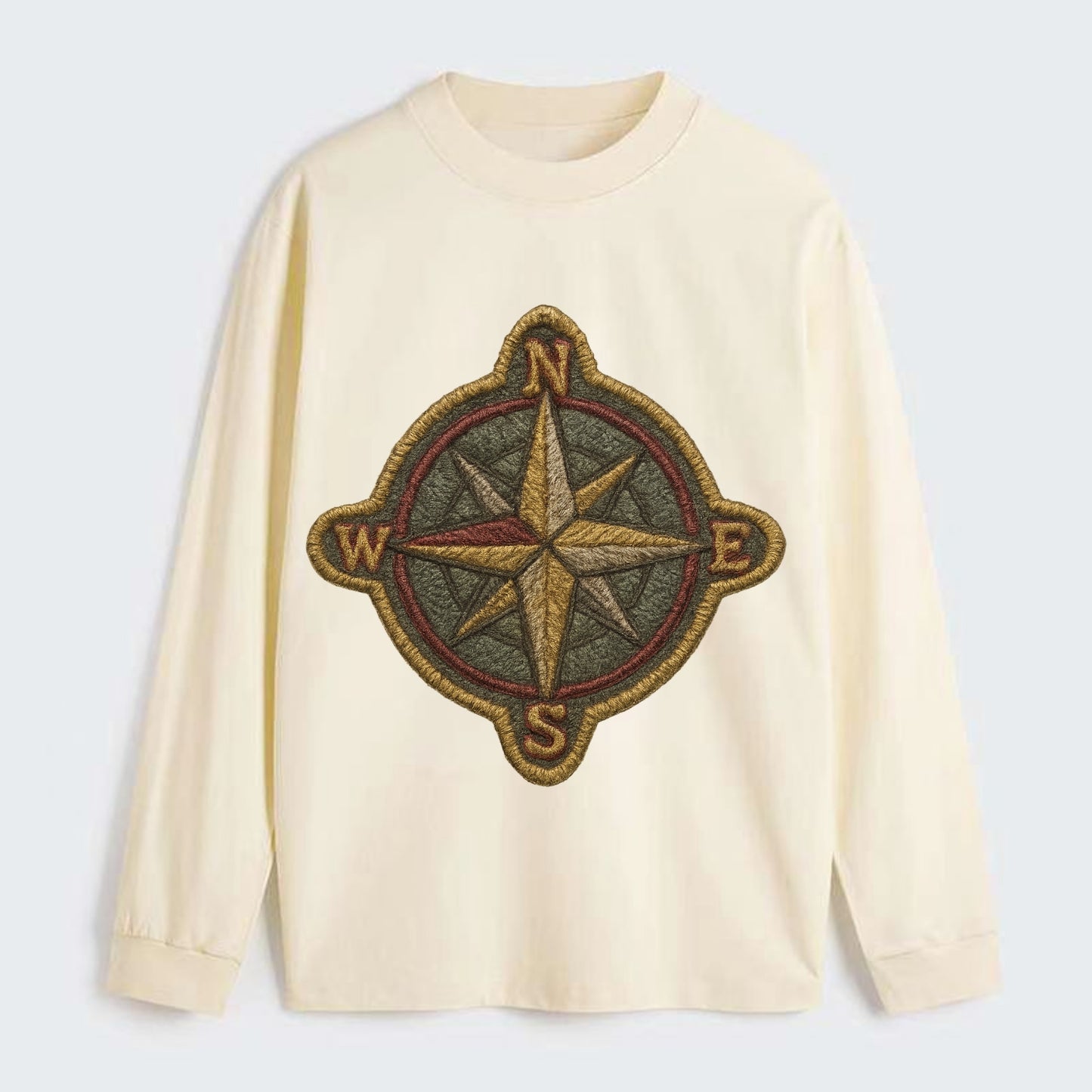 Compass rose with cardinal directions - explorer symbol - Classic Long Sleeve Shirt - Beige