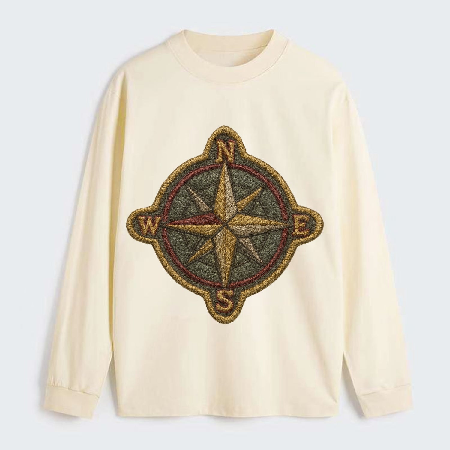 Compass rose with cardinal directions - explorer symbol - Classic Long Sleeve Shirt - Beige