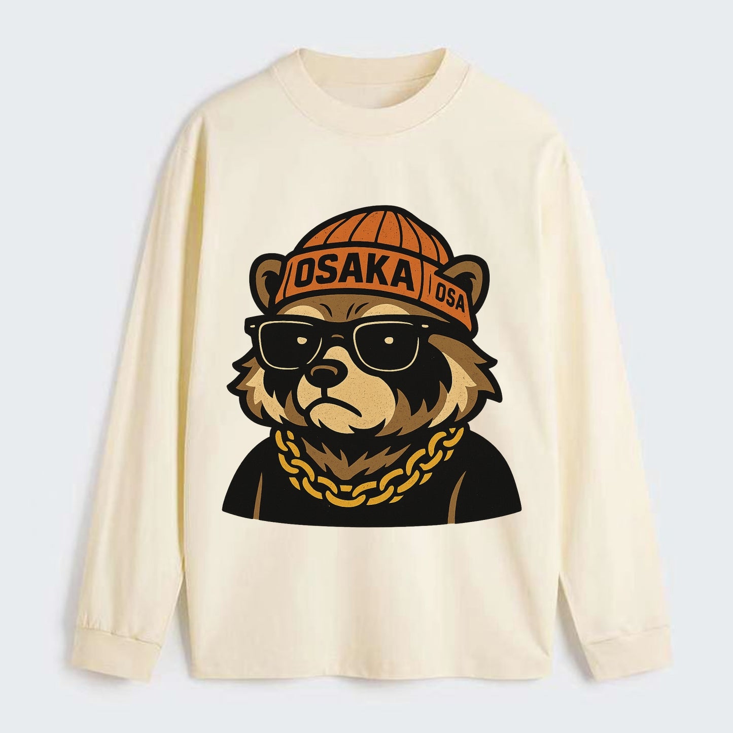 Osaka Tanuki - Classic Long Sleeve Shirt - Beige