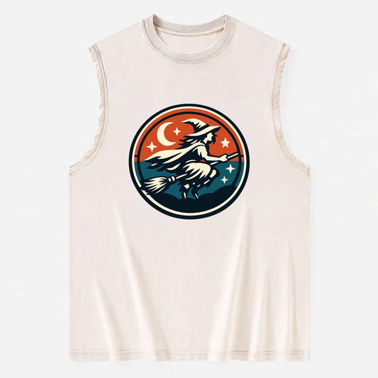 Mystic Night Witch Emblem - Vintage Washed Tank - Beige