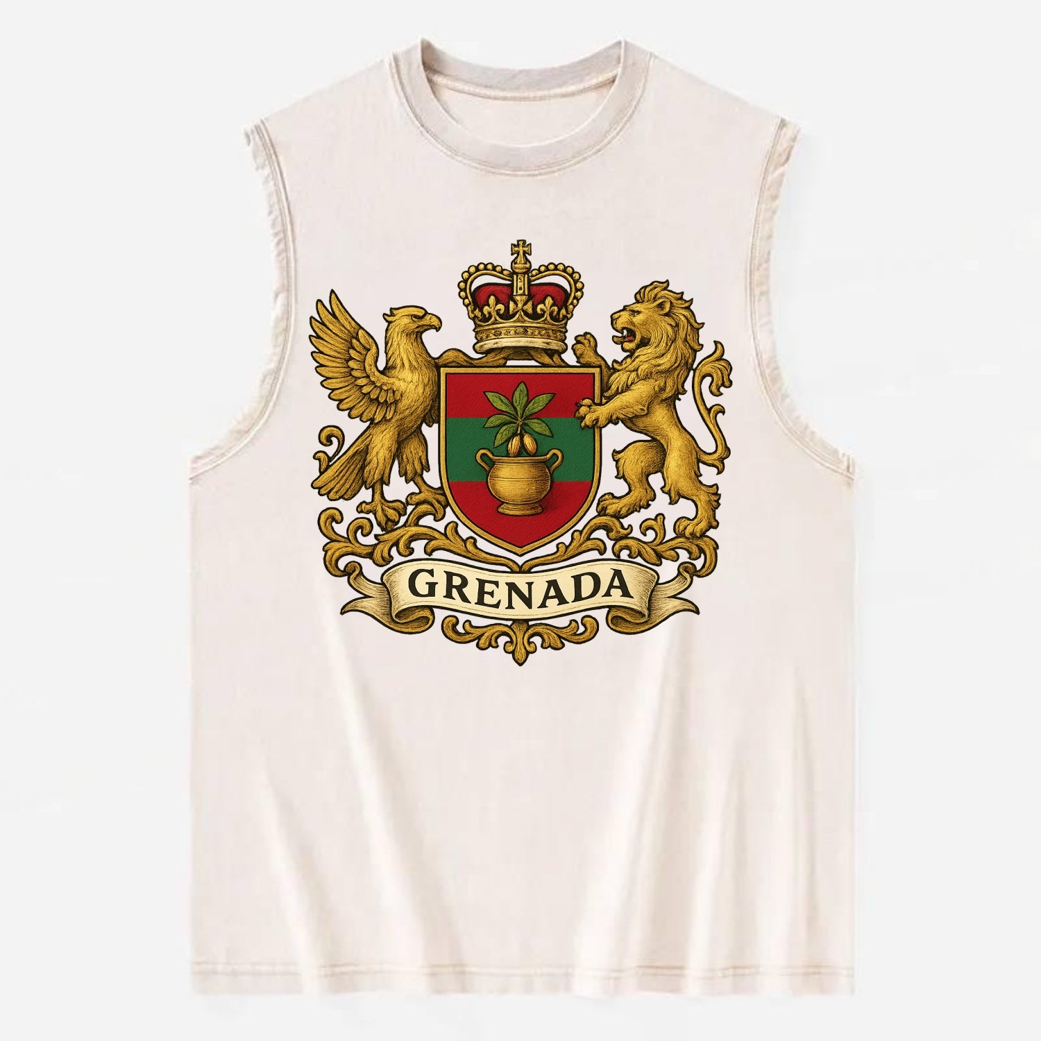 Grenada Heritage Badge  - Vintage Washed Tank - Beige