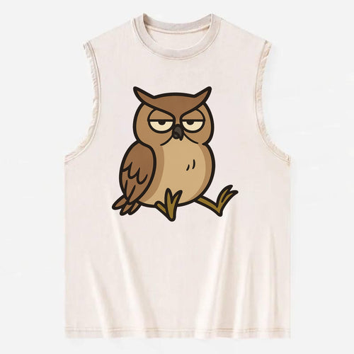 The Owl Judging Silently - Vintage Washed Tank