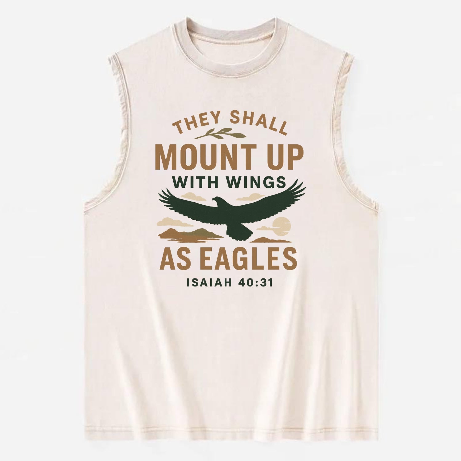 Isaiah 40:31 Eagle - Vintage Washed Tank - Beige