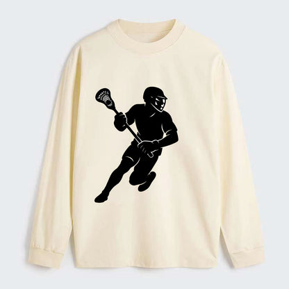 Lacrosse player cradling stick - Classic Long Sleeve Shirt - Beige