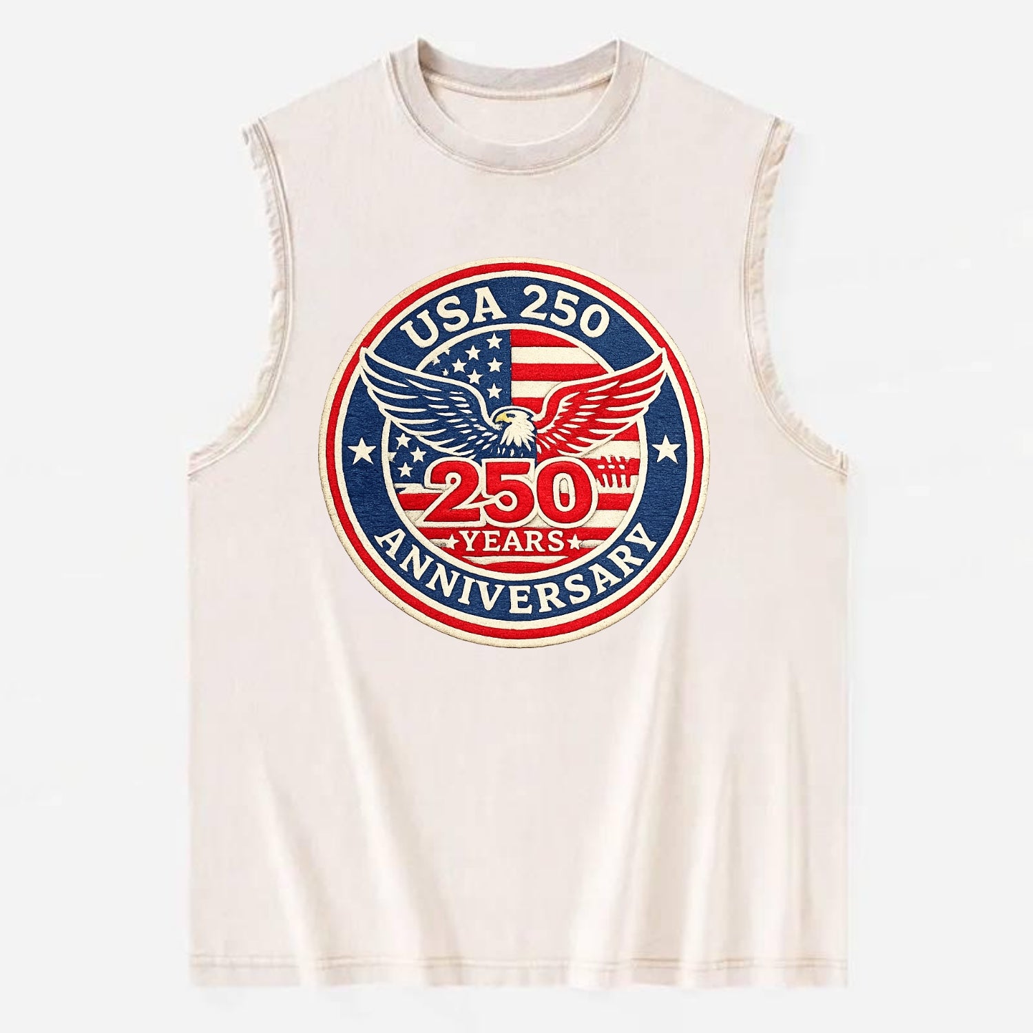 Usa 250th Anniversary Eagle - Vintage Washed Tank - Beige