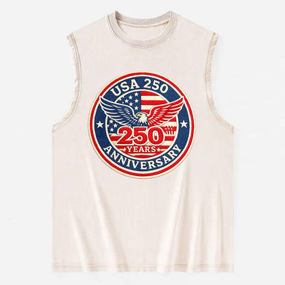 Usa 250th Anniversary Eagle - Vintage Washed Tank - Beige