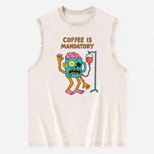 COFFEE IS MANDATORY | Zombie mug with IV drip - Vintage Washed Tank