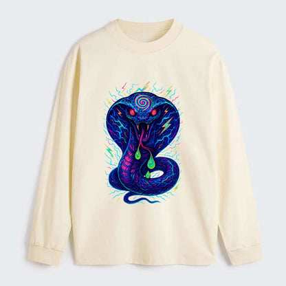 Mesmerizing cobra with hypnotic spiral patterns in the hood, scales - Classic Long Sleeve Shirt - Beige