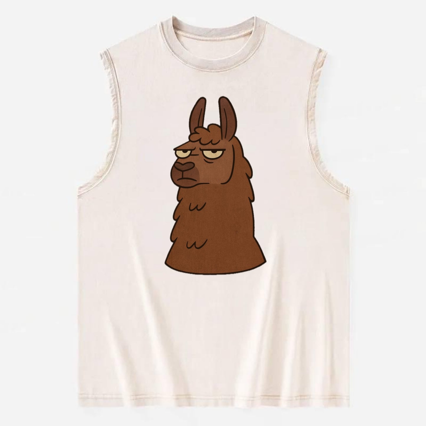 The Llama Judging Silently - Vintage Washed Tank - Beige