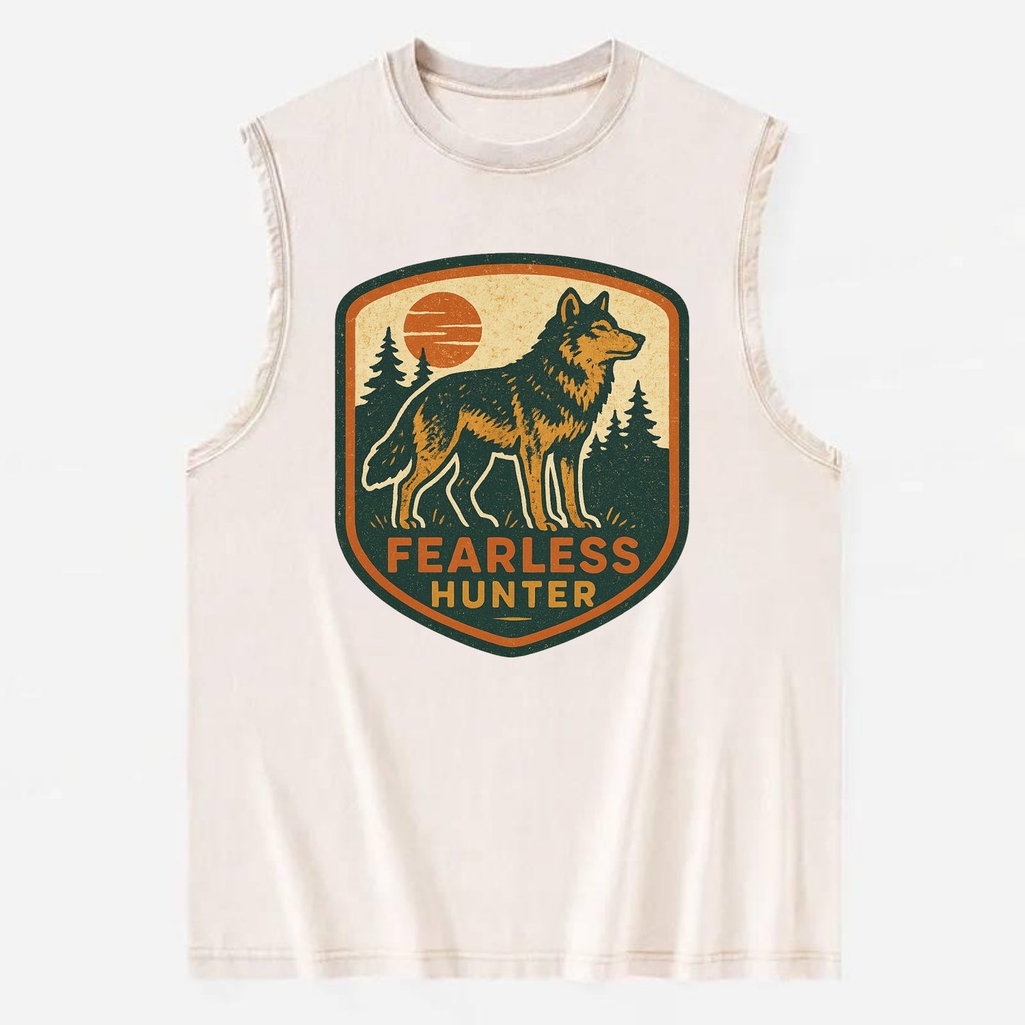 Fearless Hunter  - Vintage Washed Tank - Beige