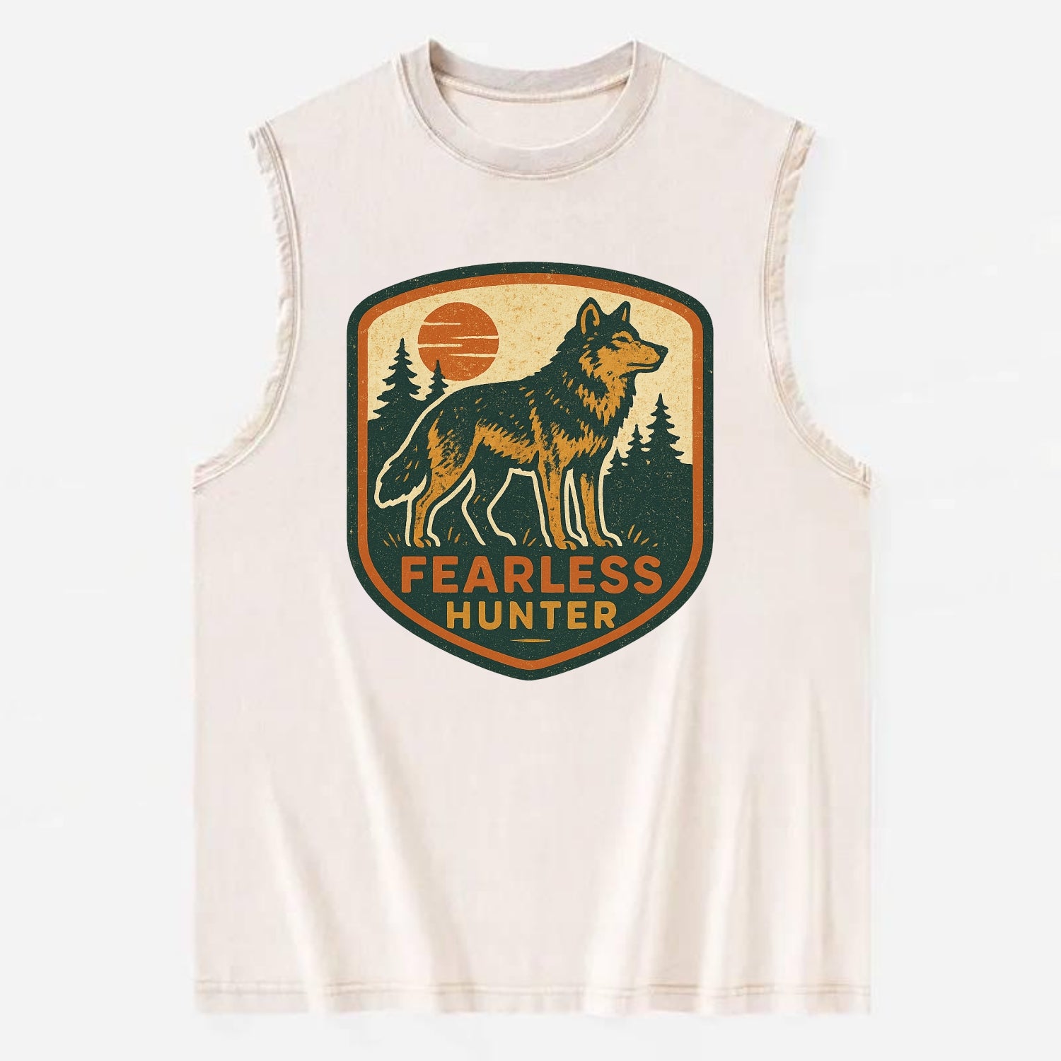 Fearless Hunter  - Vintage Washed Tank - Beige