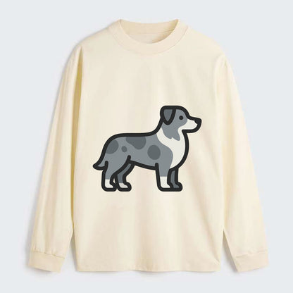 Australian Shepherd - Blue merle flat side profile - Classic Long Sleeve Shirt - Beige