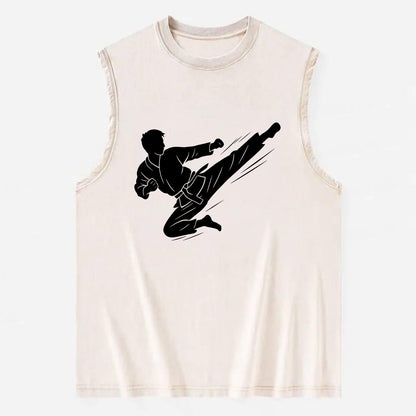 Korean taekwondo flying kick - Vintage Washed Tank - Beige