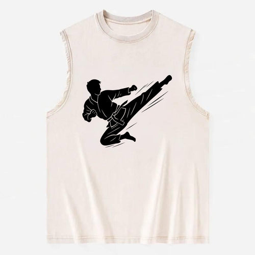 Korean taekwondo flying kick - Vintage Washed Tank