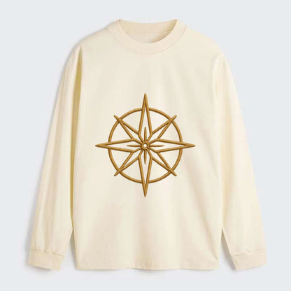 Compass Rose  - Classic Long Sleeve Shirt - Beige