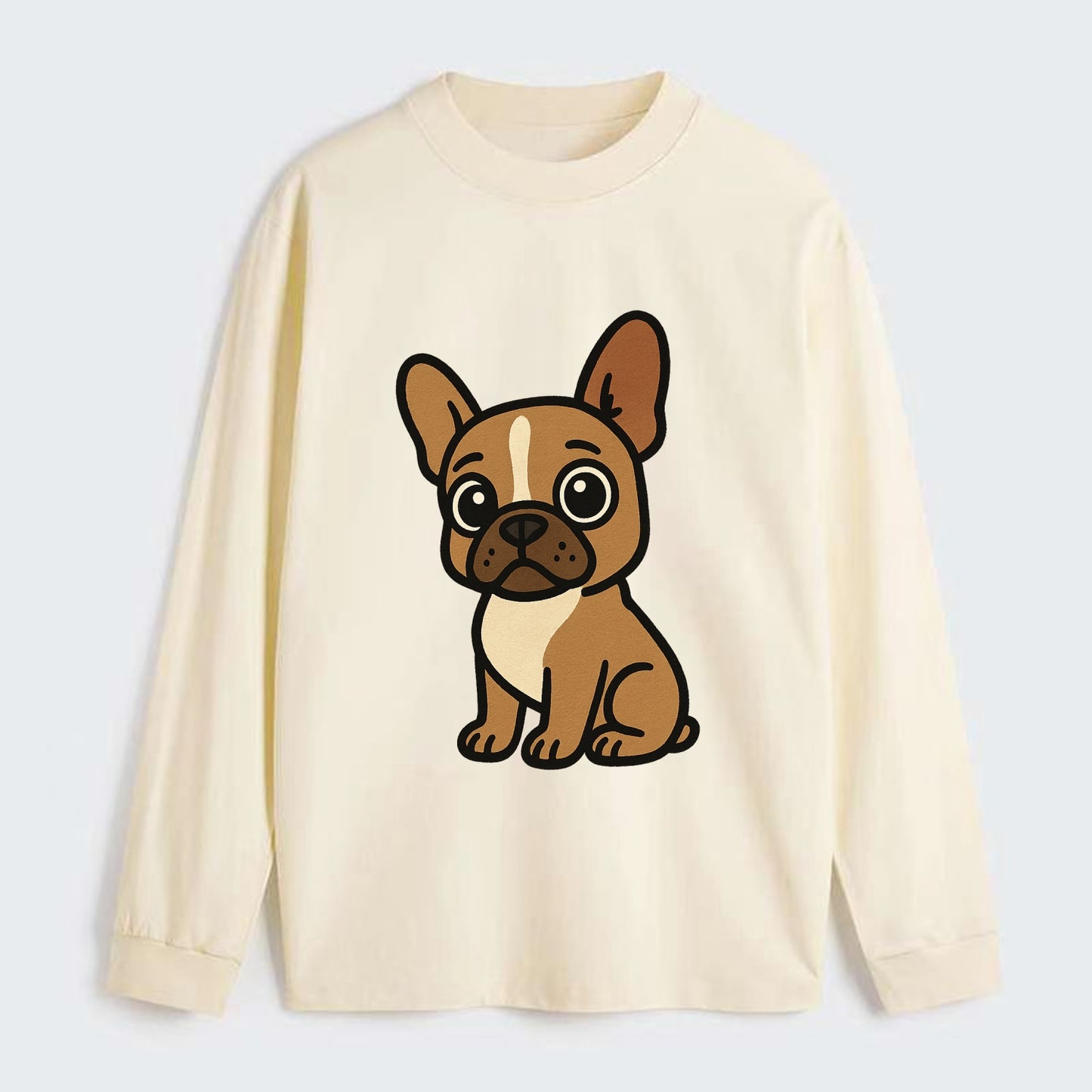 French Bulldog - Head tilt one ear up - Classic Long Sleeve Shirt - Beige