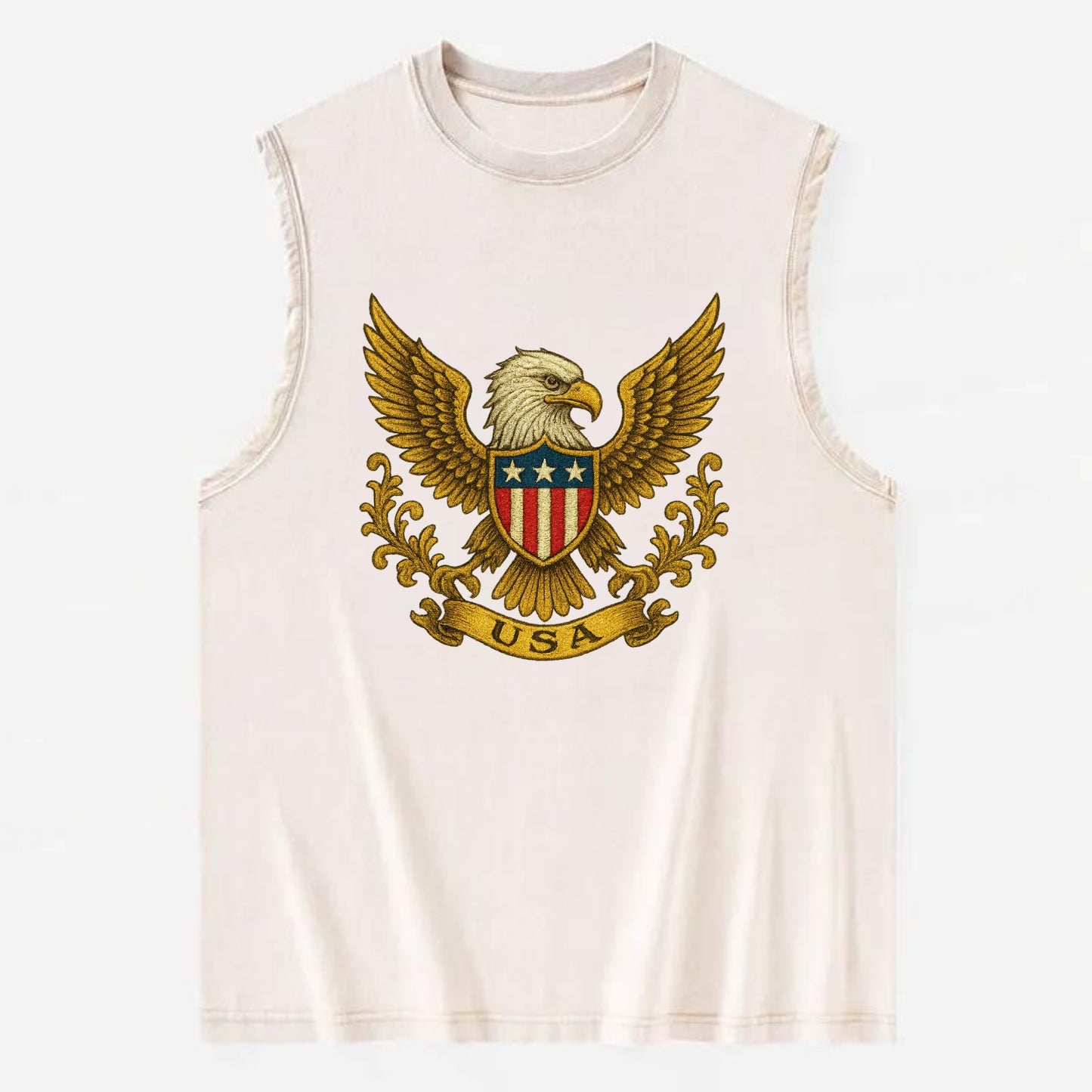 Usa Heritage Eagle 2 - Vintage Washed Tank - Beige