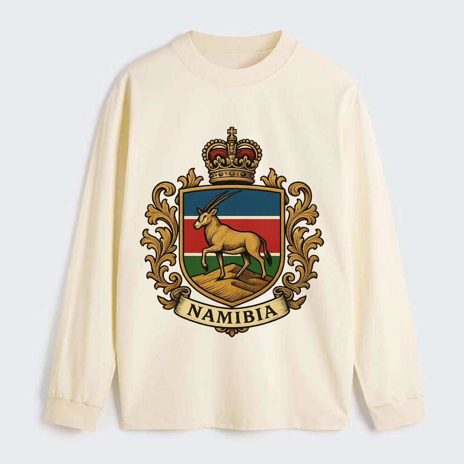 Namibia Heritage Badge - Classic Long Sleeve Shirt - Beige