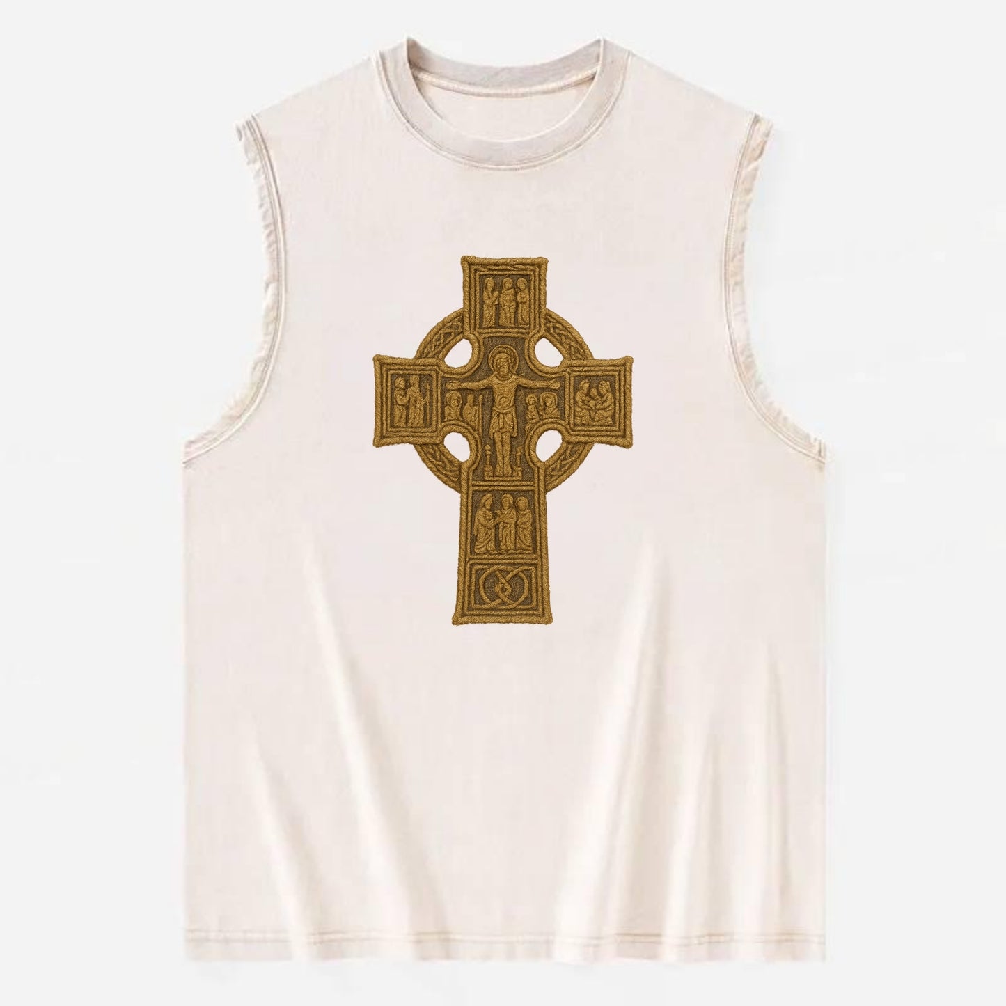 Monasterboice Cross - Vintage Washed Tank - Beige