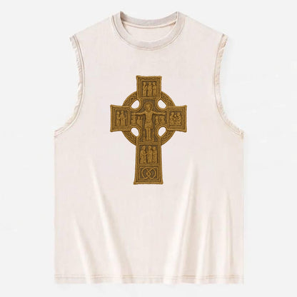 Monasterboice Cross - Vintage Washed Tank - Beige