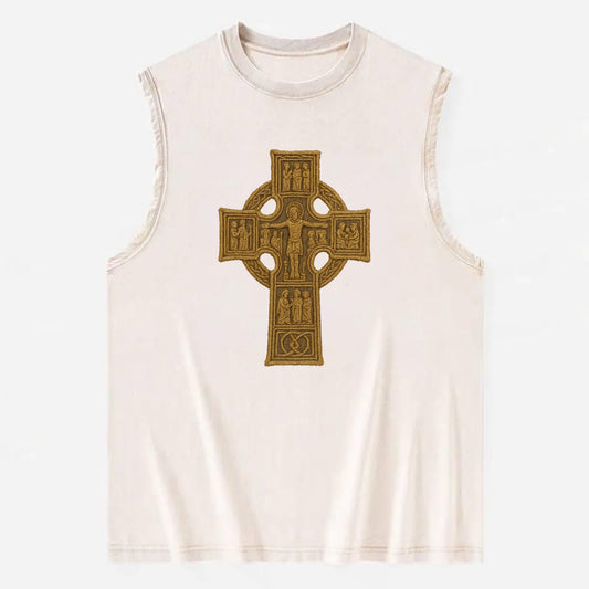 Monasterboice Cross - Vintage Washed Tank - Beige