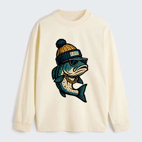 Erie Lake Trout wearing Erie beanie with - Classic Long Sleeve Shirt