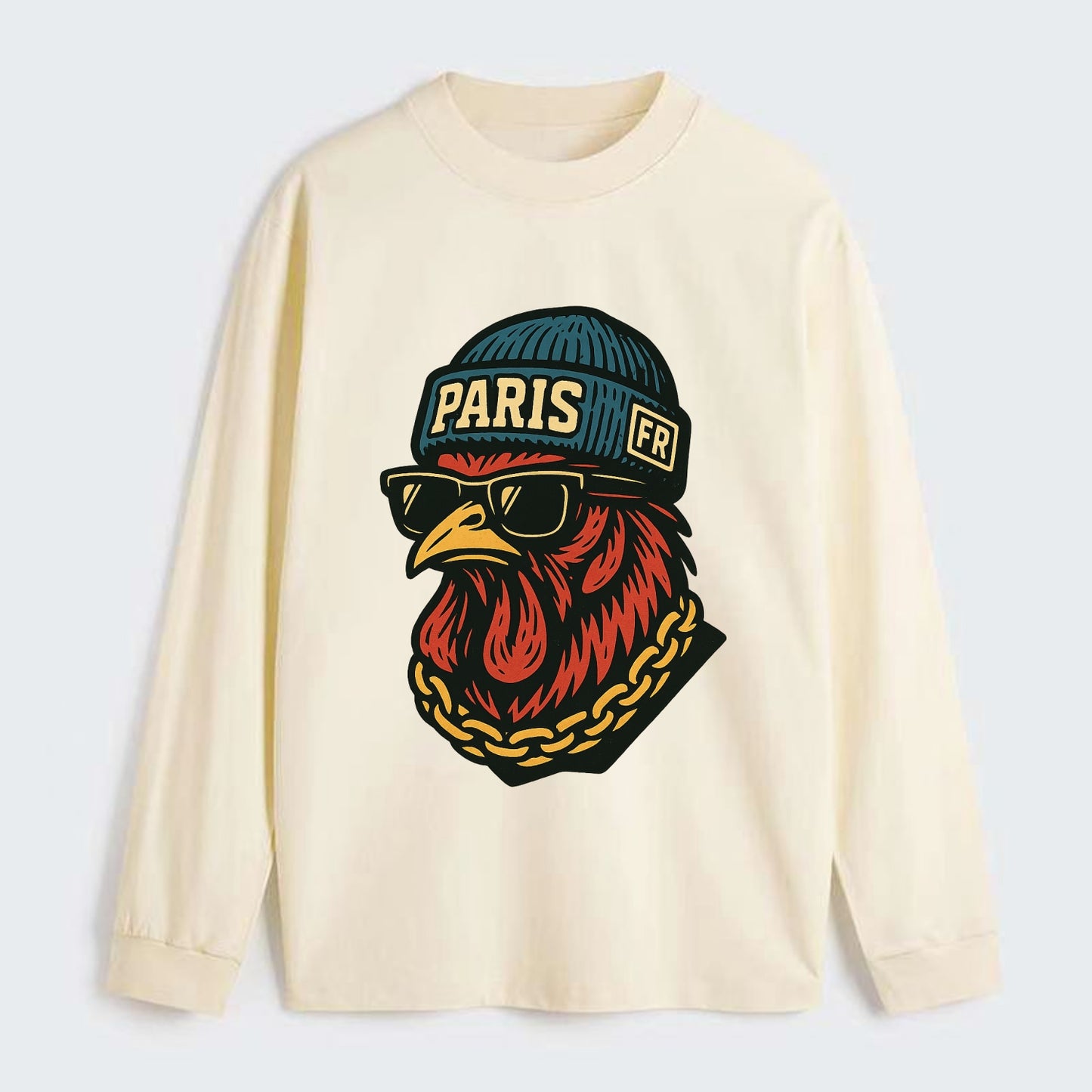 Paris Rooster - Classic Long Sleeve Shirt - Beige