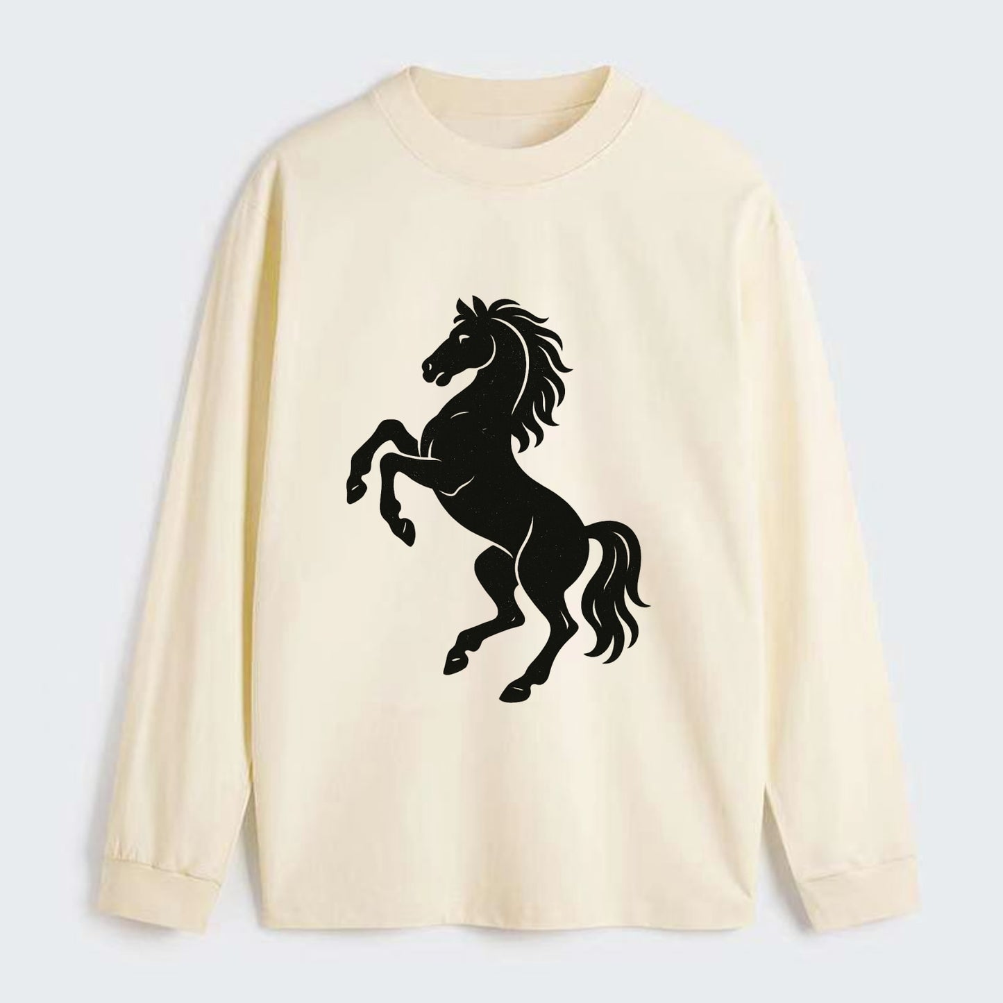 Stallion rearing on hind legs - Classic Long Sleeve Shirt - Beige