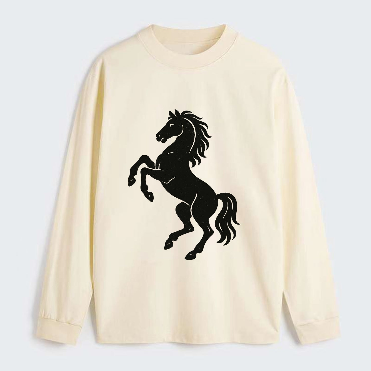 Stallion rearing on hind legs - Classic Long Sleeve Shirt - Beige