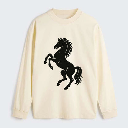 Stallion rearing on hind legs - Classic Long Sleeve Shirt - Beige