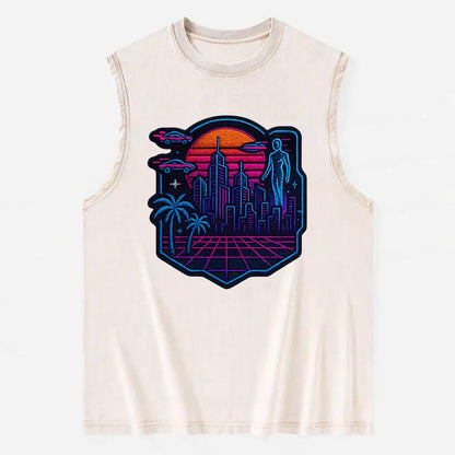 Cyberpunk City - Vintage Washed Tank - Beige