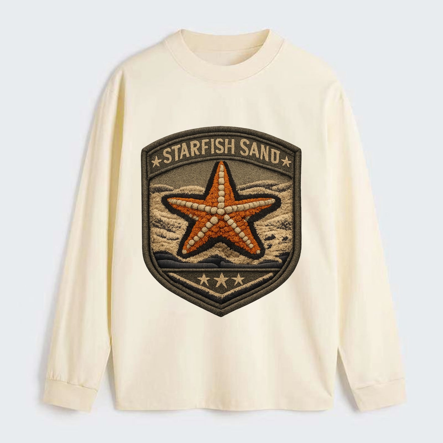 STARFISH SAND - sea star in orange and tan , beachcomber - Classic Long Sleeve Shirt - Beige