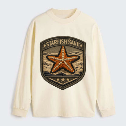 STARFISH SAND - sea star in orange and tan , beachcomber - Classic Long Sleeve Shirt - Beige