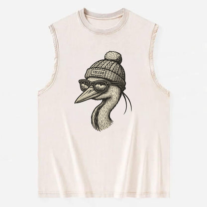 Toledo Great Blue Heron wearing Toledo b - Vintage Washed Tank - Beige