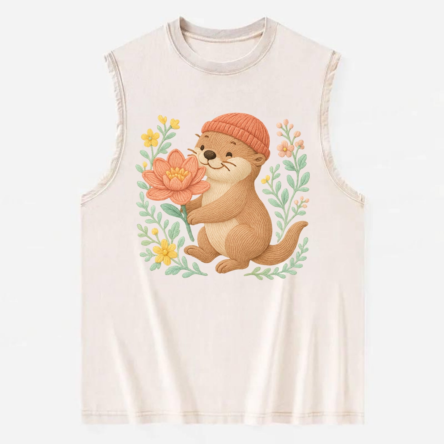 Peach Otter - Vintage Washed Tank - Beige