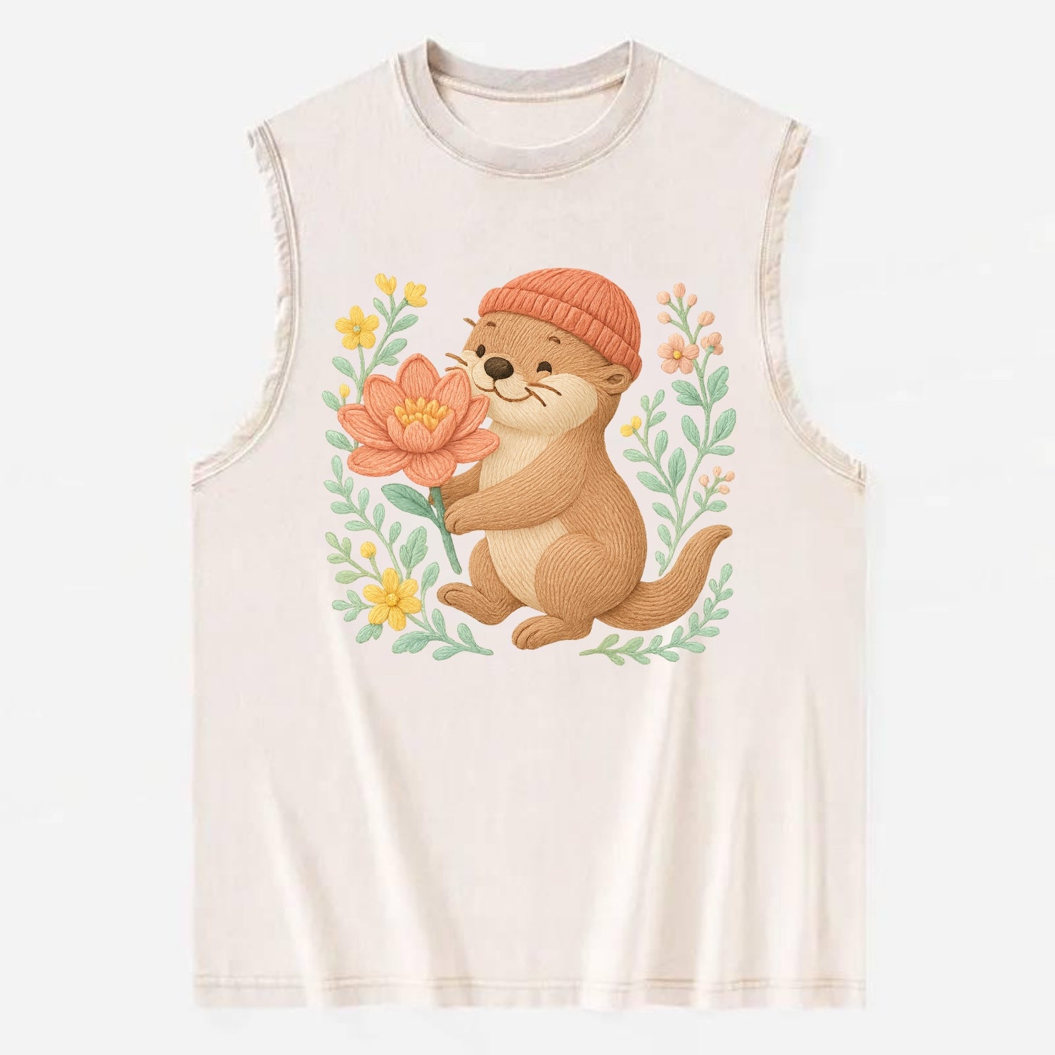 Peach Otter - Vintage Washed Tank - Beige