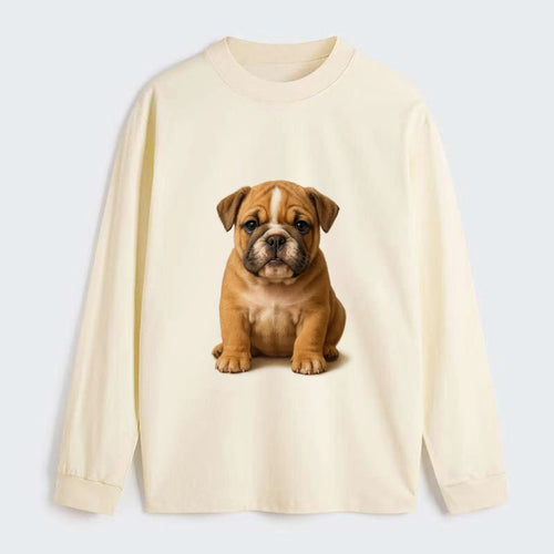 Baby Bulldog Puppy - wrinkly face, underbite, stocky body, gentle eyes, - Classic Long Sleeve Shirt