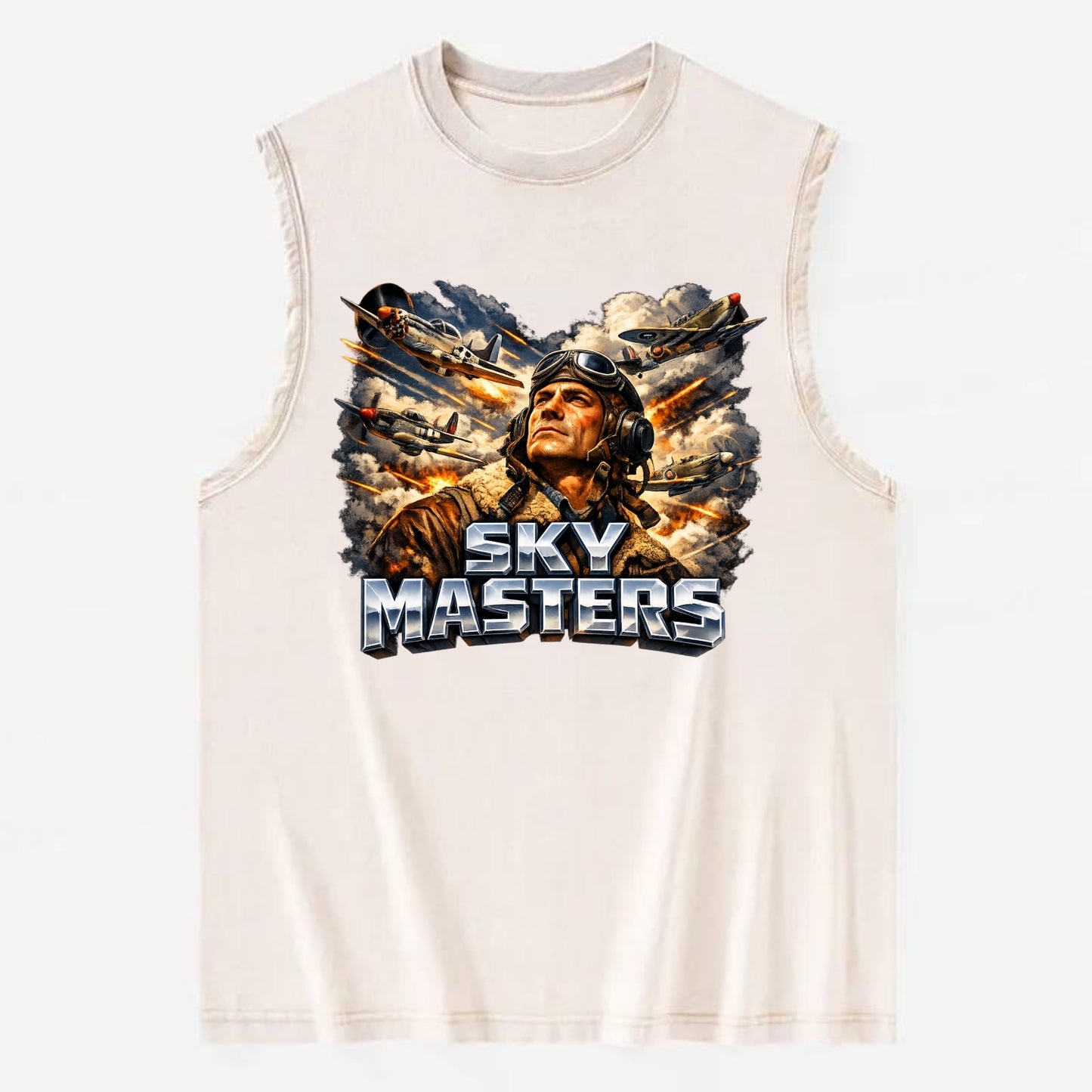 Sky Masters - Vintage Washed Tank - Beige