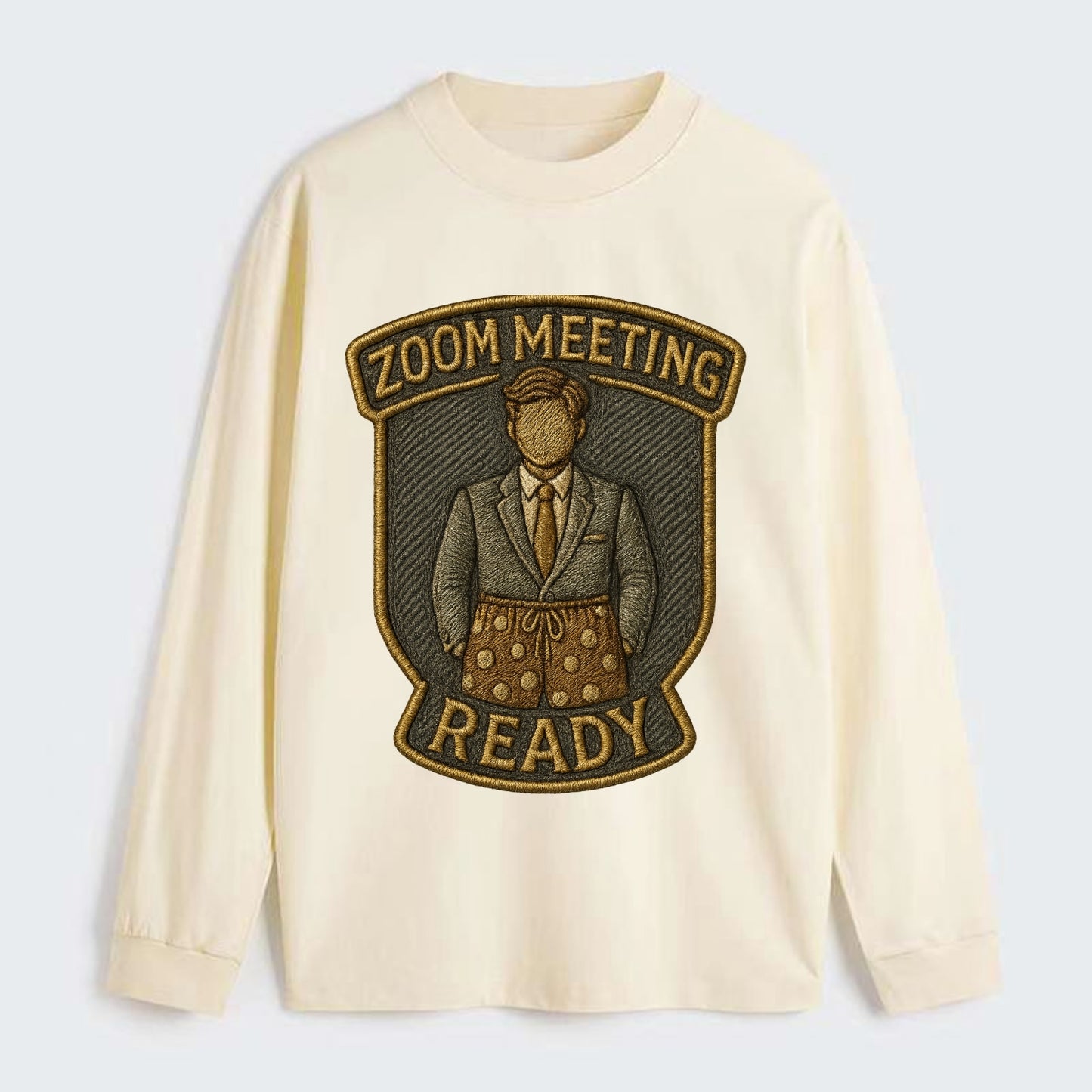 Zoom Meeting Ready  - Classic Long Sleeve Shirt - Beige