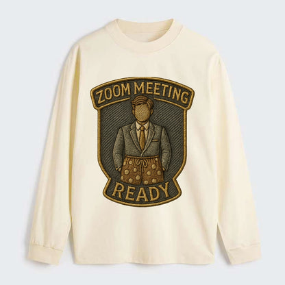 Zoom Meeting Ready  - Classic Long Sleeve Shirt - Beige
