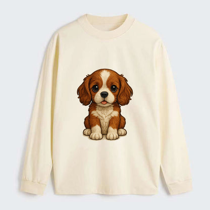 Baby Cavalier King Charles Spaniel Puppy - silky ears, gentle eyes, - Classic Long Sleeve Shirt - Beige