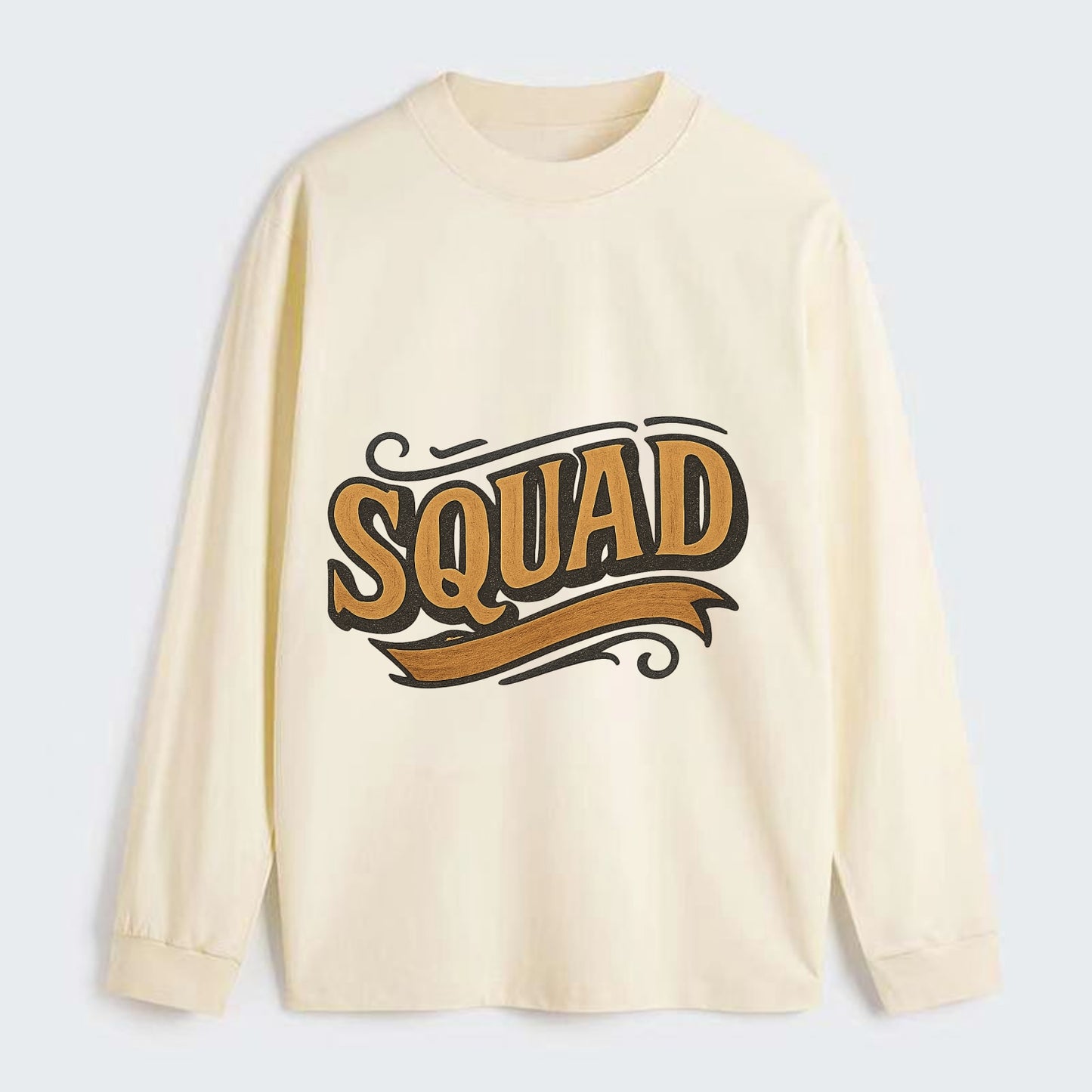 Bold typography design - "SQUAD" - your crew, your people - Classic Long Sleeve Shirt - Beige